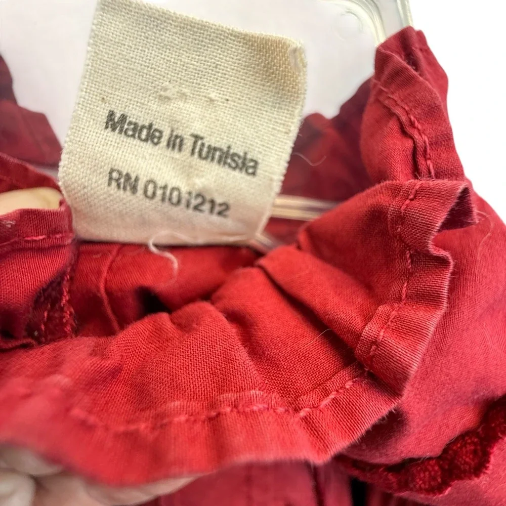 Jottum Childs Dress Size 4 Deep Red Long Sleeve Tiered Ruffle High Neck Cotton